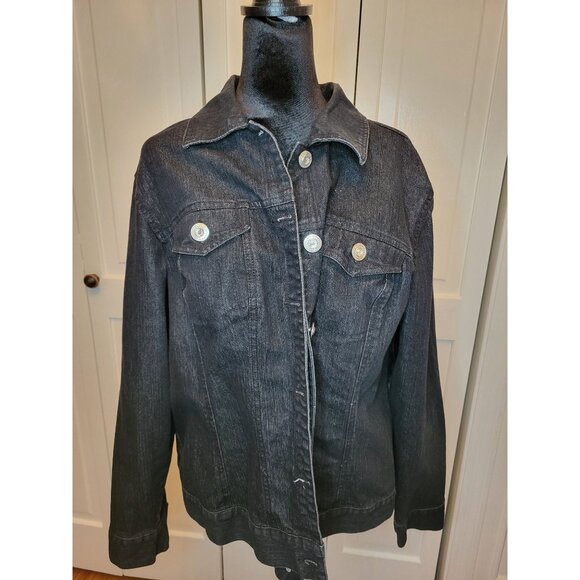 Baccini Jackets & Blazers - Black Wash Denim Jacket with Rhinestone Buttons  Baccini 1X Glam Whimsygoth y2K